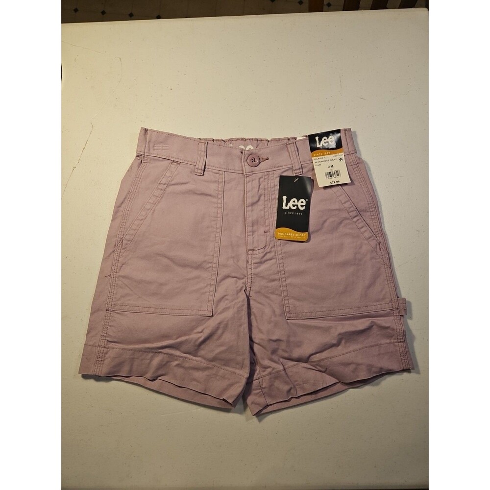NWT Lee Women's Relaxed Fit Dungaree Short, High-Rise, Plum, Size 2 M
